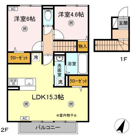 メゾンアリエッタ(2LDK/2階)の間取り写真