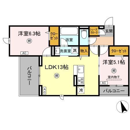 FORTUNA(2LDK/3階)の間取り写真