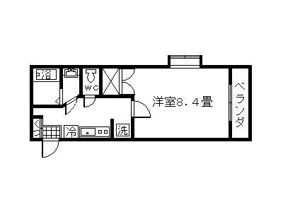 コートハイム(1K/2階)の間取り写真