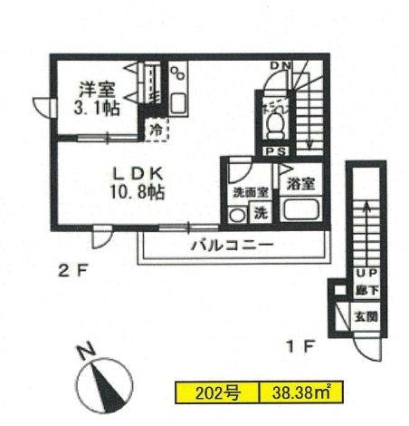 TOSHO ウエスト MAKUHARI(1LDK/2階)の間取り写真