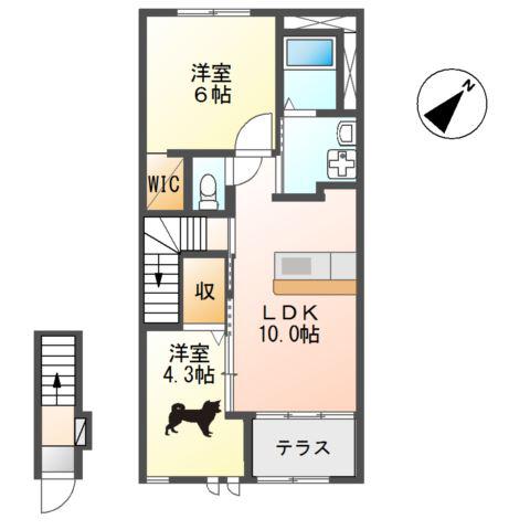 プレシャスワン(2LDK/2階)の間取り写真