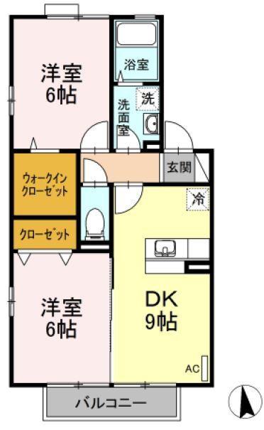 ダイヤハット長(2LDK/1階)の間取り写真