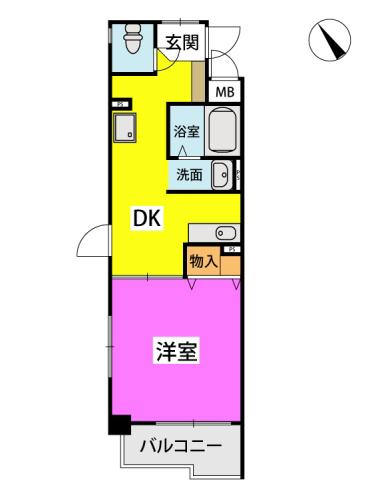 リファインドYM(1DK/2階)の間取り写真