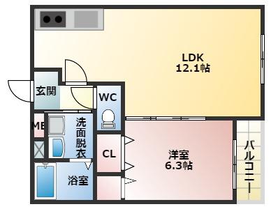 フジパレス ヴァンヴェール(1LDK/2階)の間取り写真