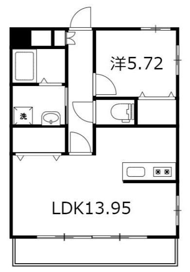 ルーナ トレノーヴェ(1LDK/2階)の間取り写真