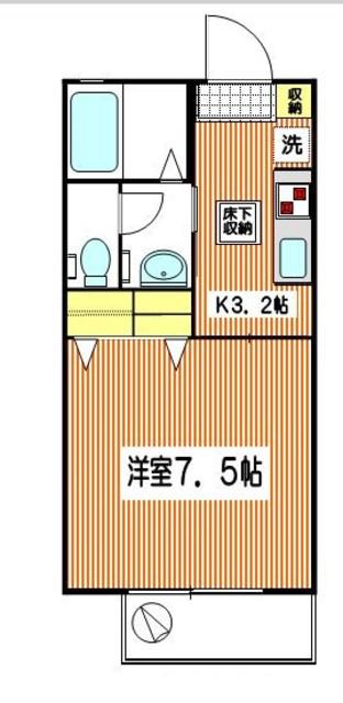 ウィンドミルK(1K/1階)の間取り写真
