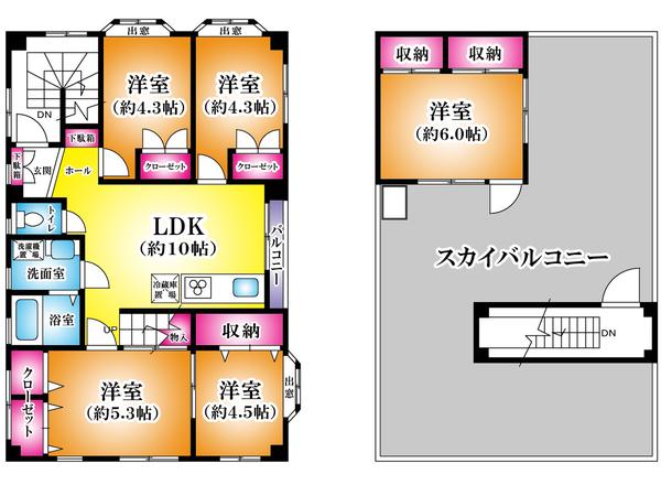 星野ビル3F屋上部分(5LDK/3階)の間取り写真