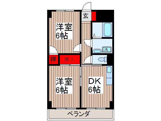 クローネ川口(2DK/5階)の間取り写真