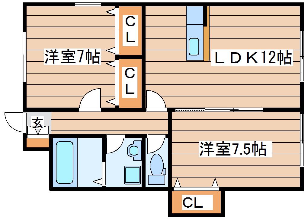 ガルテンS(2LDK/1階)の間取り写真
