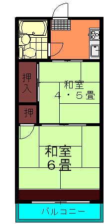 コーポラスいち川(1K/3階)の間取り写真