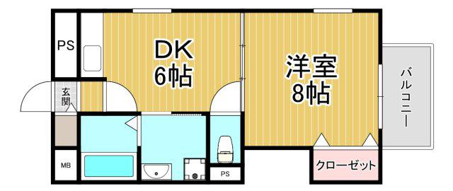 エクセレンテ・ワコー(1DK/2階)の間取り写真