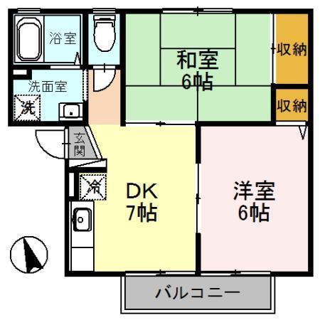 Dポルトー(2DK/2階)の間取り写真