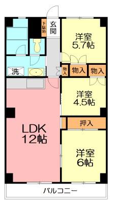 ペアシティー湘南(3LDK/4階)の間取り写真