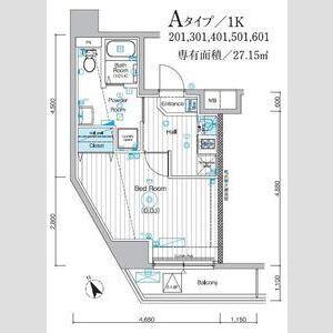 MAXIV ALIVE堀切菖蒲園(1K/2階)の間取り写真