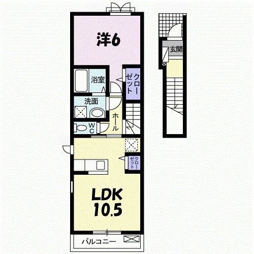 レヤリーライフII(1LDK/2階)の間取り写真