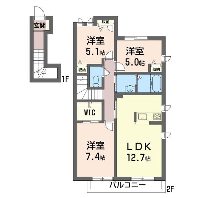 シャルマン大芝A(3LDK/2階)の間取り写真