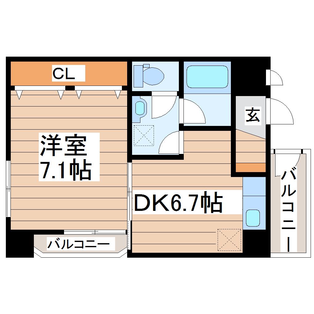 シェナンド土樋(1DK/3階)の間取り写真
