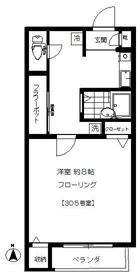 グランドゥール(1K/3階)の間取り写真