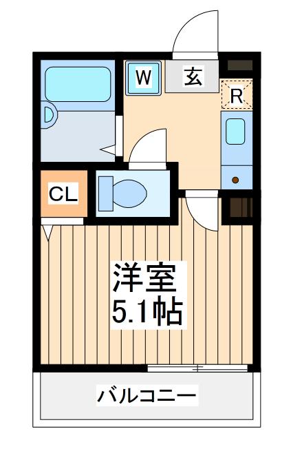 メルディア京王稲田堤(1K/2階)の間取り写真