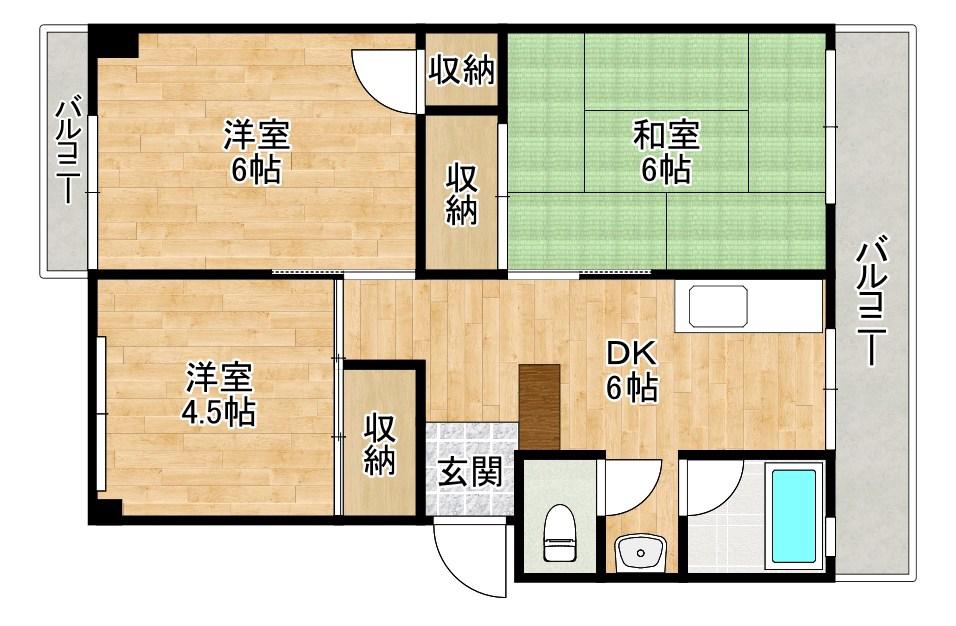 松井マンション(3DK/4階)の間取り写真
