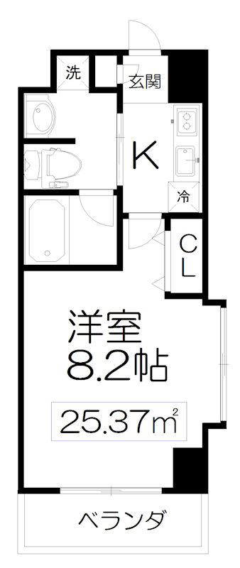 PROVIRT仙台八幡(1K/3階)の間取り写真