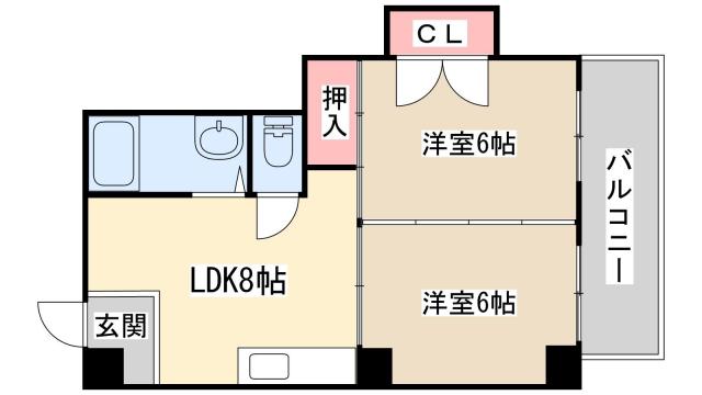 オリーブヒルズ北野(2LDK/2階)の間取り写真
