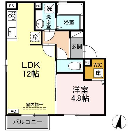 プランタン(1LDK/1階)の間取り写真