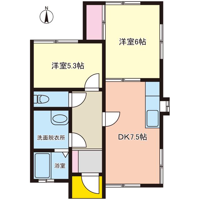 アリーブ足利第一(2LDK/1階)の間取り写真