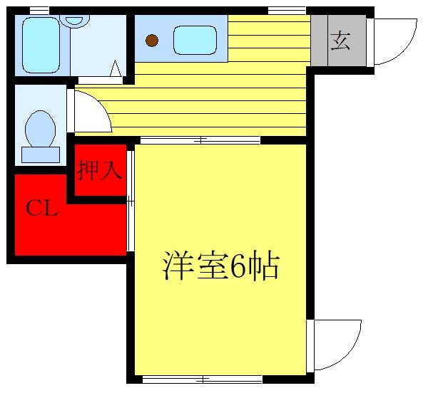 ラポールイースト(1K/1階)の間取り写真