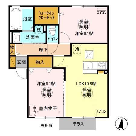 グランマーレP(2LDK/1階)の間取り写真