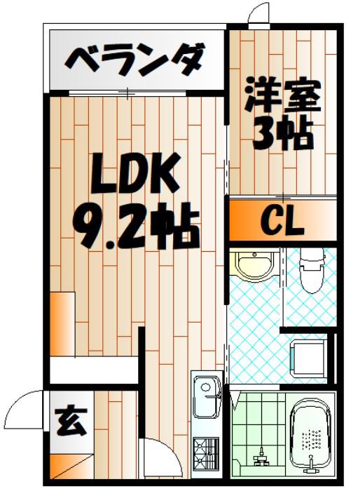 STORIA北方(1LDK/1階)の間取り写真