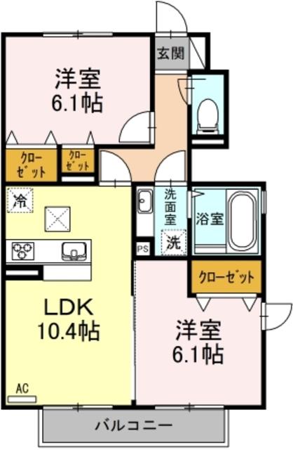 オレンジフローラ(2LDK/1階)の間取り写真