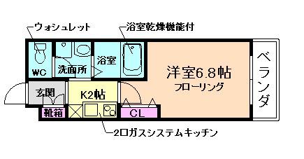 ウェルスクエア石橋阪大前(1K/3階)の間取り写真