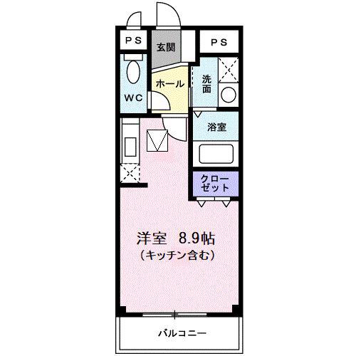 ネオ ウィング(ワンルーム/1階)の間取り写真