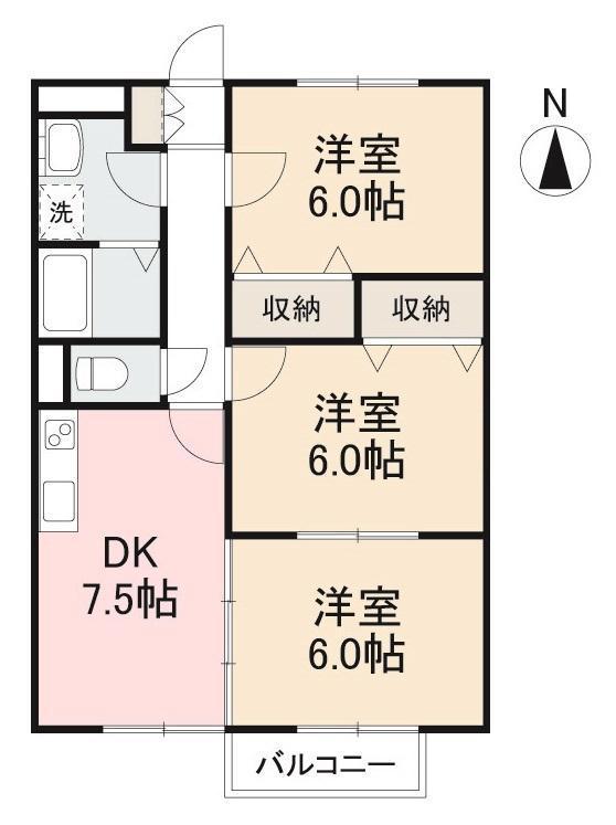 サンフィールドI(3DK/2階)の間取り写真