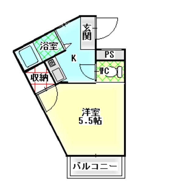 アーバン帯山(1K/1階)の間取り写真