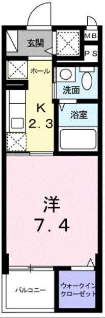 シンバエムジェイ(1K/4階)の間取り写真