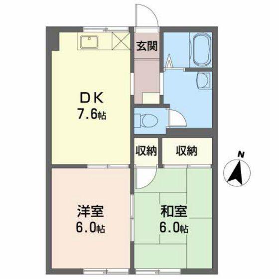 リバーサイド阿品(2DK/1階)の間取り写真