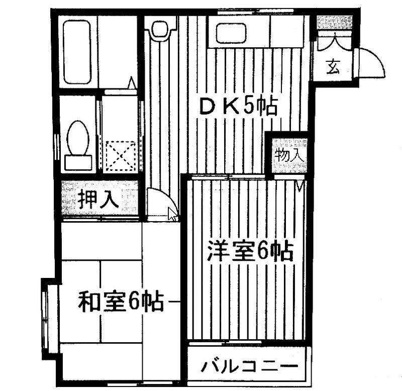 BCASA三郷中央IIRE-BORN(2DK/2階)の間取り写真