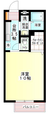 ヴィラパレスB棟(1K/2階)の間取り写真