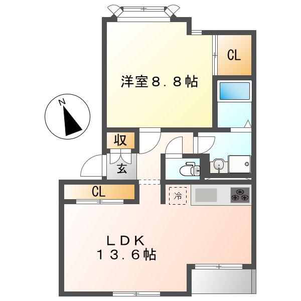 ピュア・コートⅡ(1LDK/1階)の間取り写真