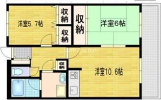 ライオンズシティ難波南(2LDK/14階)の間取り写真