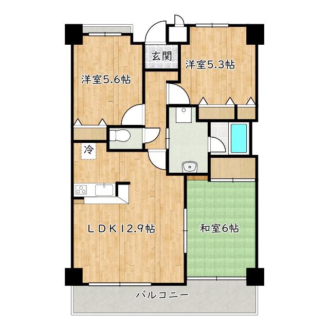 ライオンズマンション泉北忠岡(3LDK/2階)の間取り写真