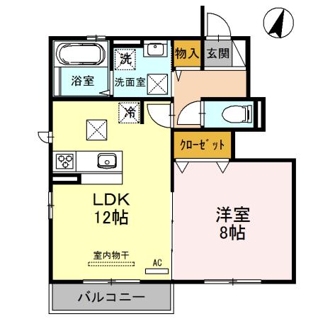 シェルメゾン(1LDK/1階)の間取り写真