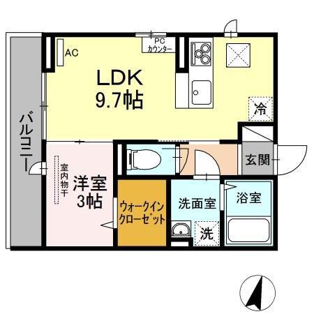 コート テラ(1LDK/1階)の間取り写真