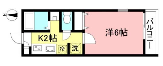 オークラアヴィタシオン3(1K/2階)の間取り写真