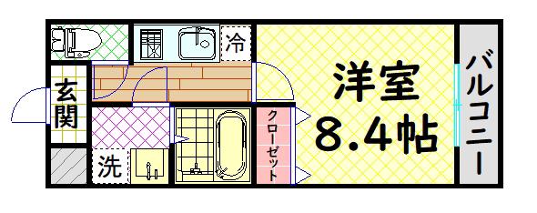 フィオーレ東上野芝(1K/1階)の間取り写真