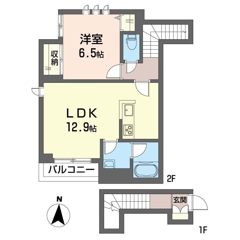 ベルメゾン 明神(1LDK/2階)の間取り写真