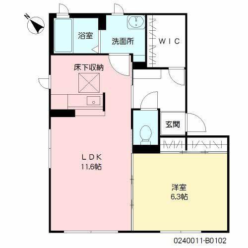 ヴィラパルコB棟(1LDK/1階)の間取り写真