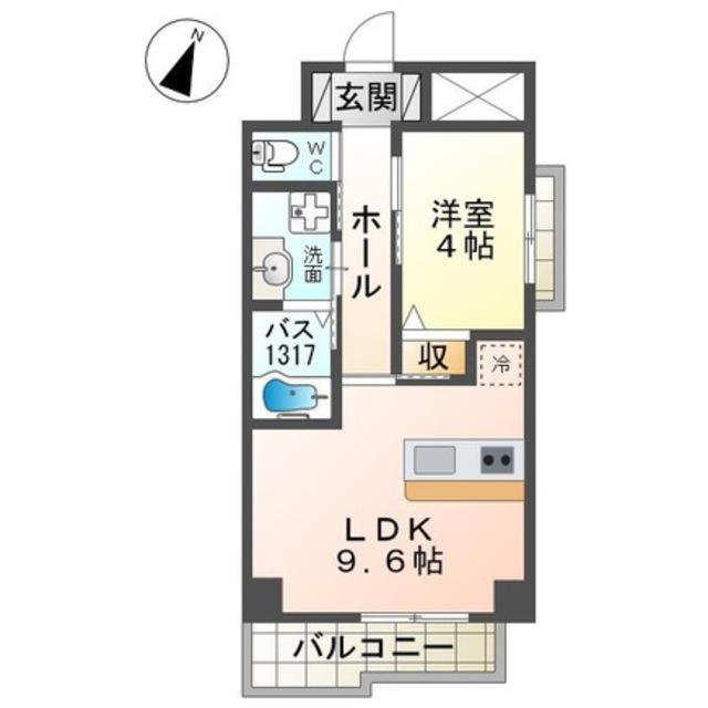 YFセントラルヒルズ(1LDK/5階)の間取り写真